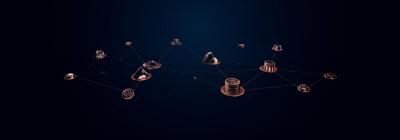 Abstract representation of data security and mining industry connectivity